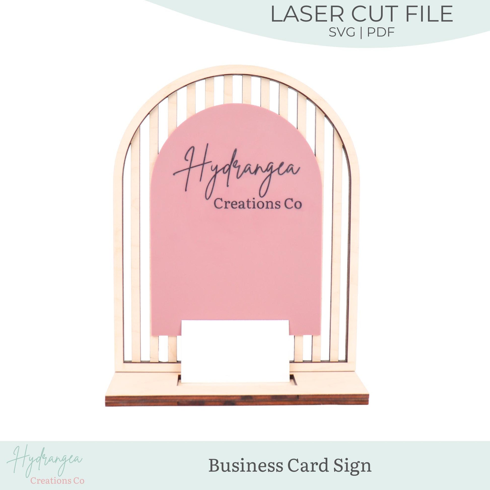 Arch Business Sign Acrylic Laser SVG Cut File | Framed Slats Customizable Sign | Business Card Holder Station | Market Craft Show Display