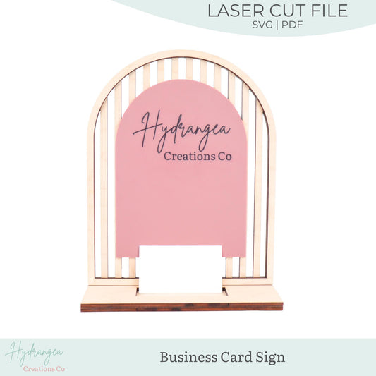 Arch Business Sign Acrylic Laser SVG Cut File | Framed Slats Customizable Sign | Business Card Holder Station | Market Craft Show Display