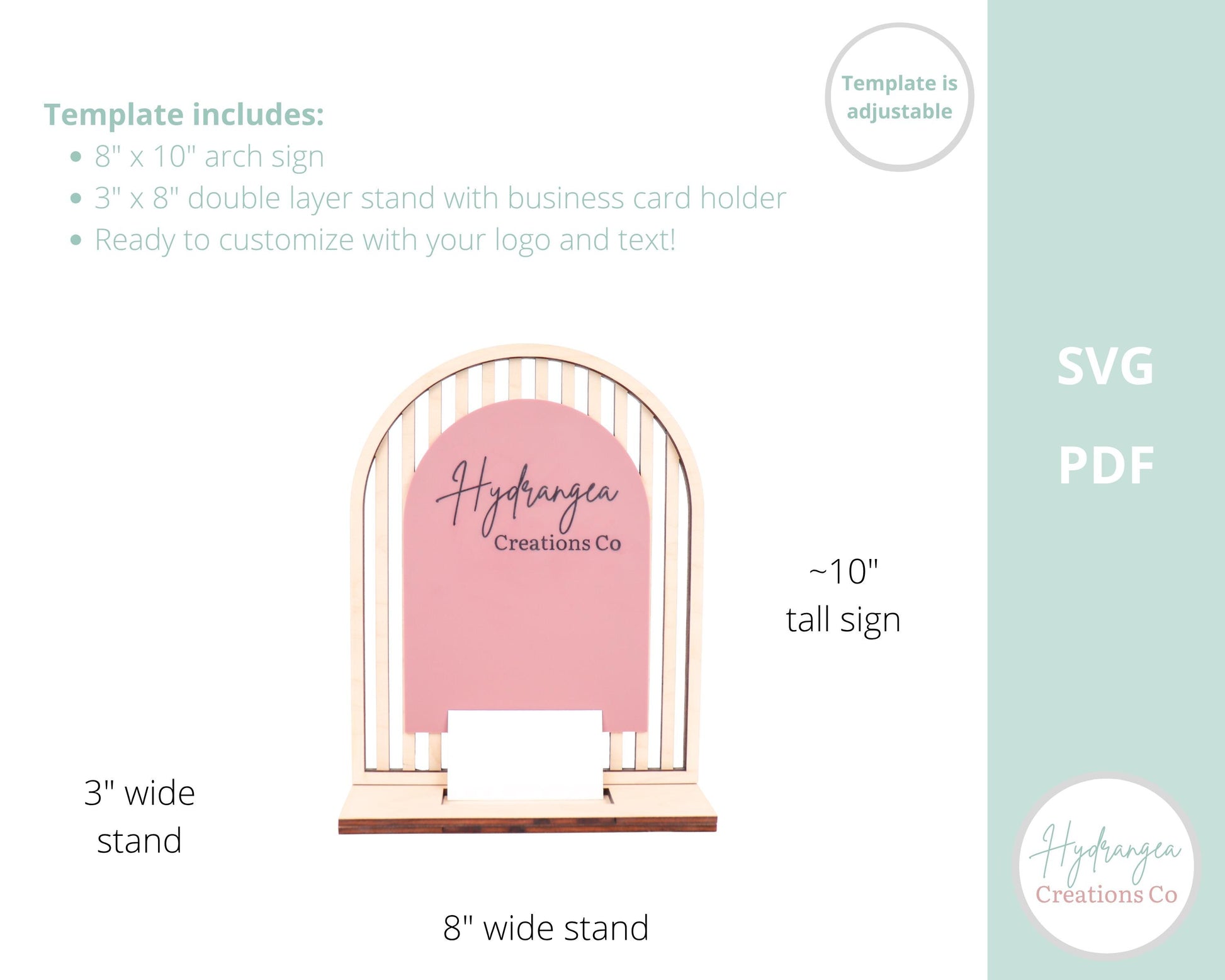 Arch Business Sign Acrylic Laser SVG Cut File | Framed Slats Customizable Sign | Business Card Holder Station | Market Craft Show Display