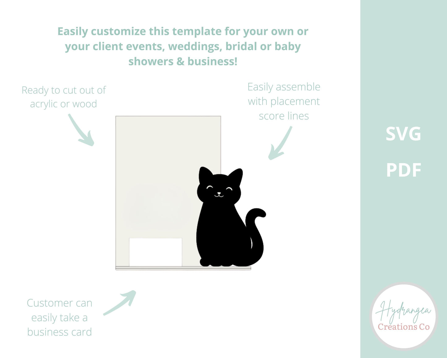 Cat QR Code Rectangle Sign Template SVG Signage | Business Card Holder Sign | Social Media Sign | Craft Event Display | Laser Cut File