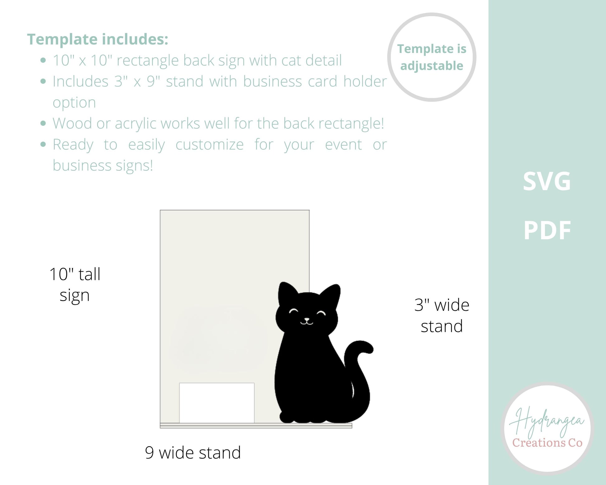 Cat QR Code Rectangle Sign Template SVG Signage | Business Card Holder Sign | Social Media Sign | Craft Event Display | Laser Cut File