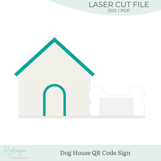 Dog House QR Code Rectangle Sign Template SVG Signage | Business Card Holder Sign | Social Media Sign | Craft Event Display | Laser Cut File