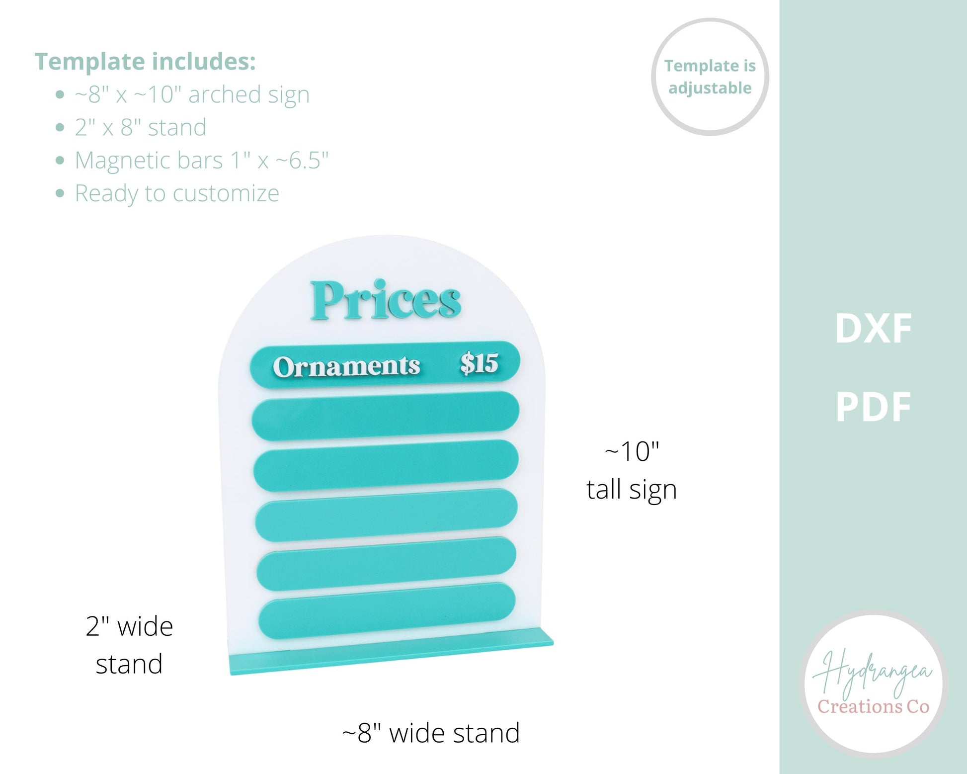 Magnetic Interchangeable Price Product Sign Laser File | Market Craft Show Retail Display | Acrylic Pricing List Sign | 8x10 Magnetic Sign