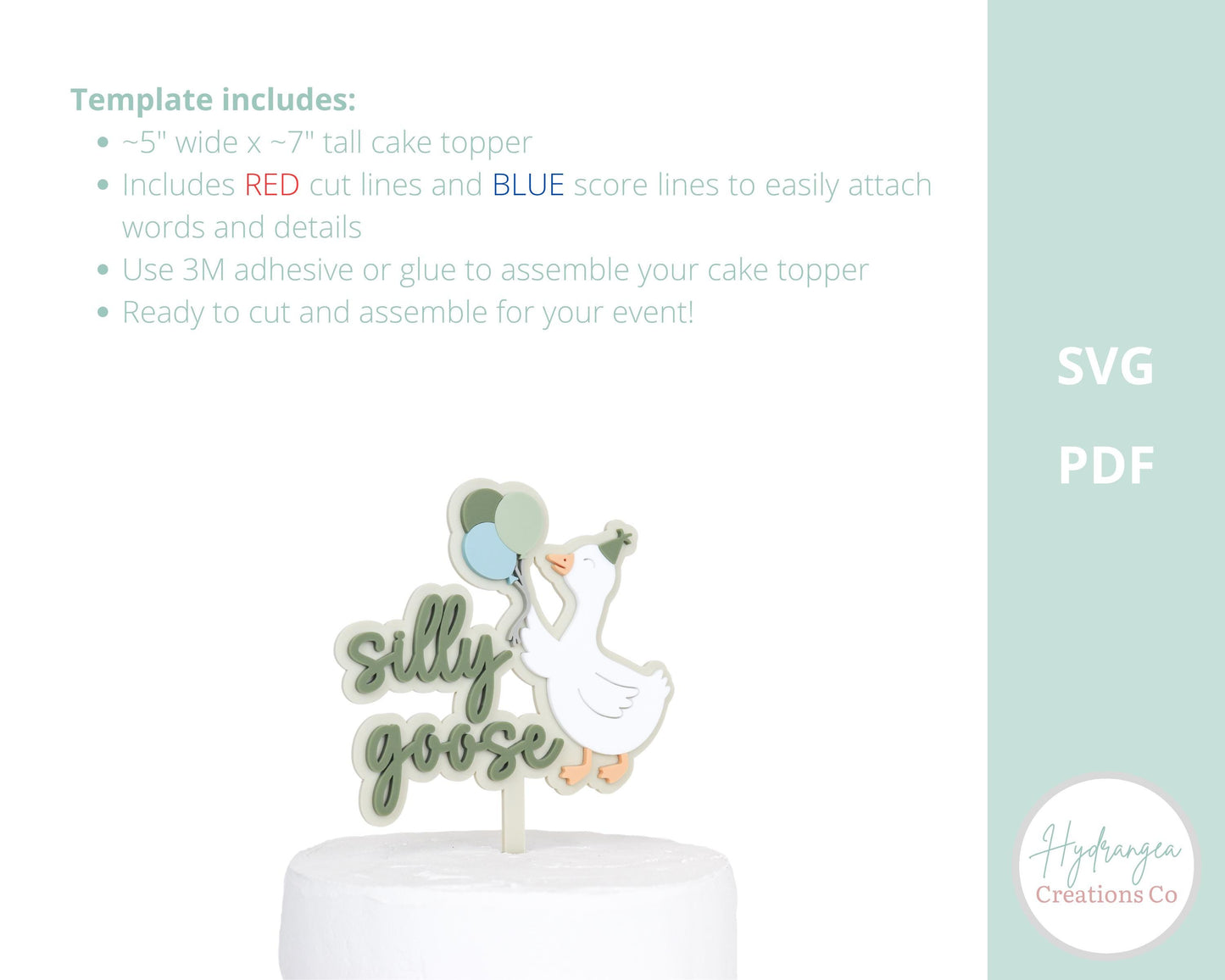 Silly Goose Cake Topper SVG Laser Cut File | Birthday Party Decor | Baby Shower Decor | Event Decor Laser File | Glowforge SVG Files