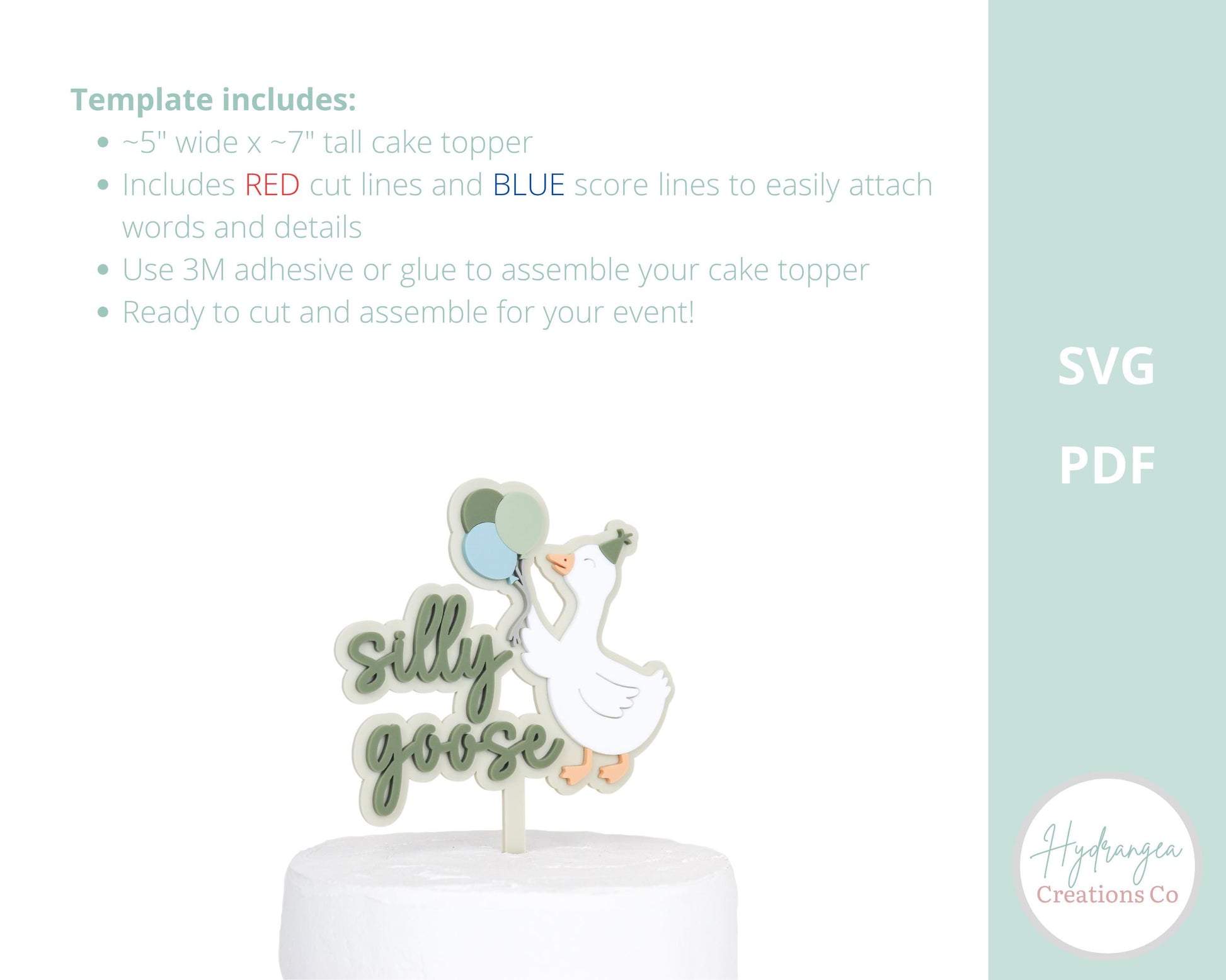 Silly Goose Cake Topper SVG Laser Cut File | Birthday Party Decor | Baby Shower Decor | Event Decor Laser File | Glowforge SVG Files
