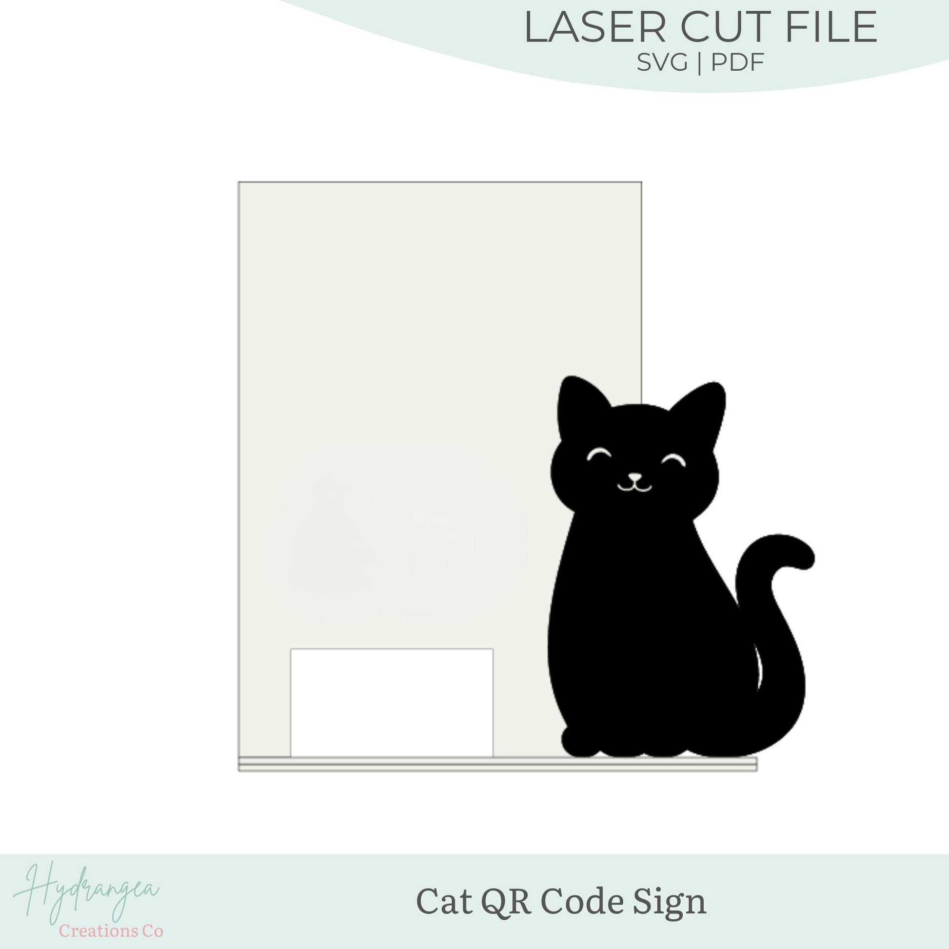 Cat QR Code Rectangle Sign Template SVG Signage | Business Card Holder Sign | Social Media Sign | Craft Event Display | Laser Cut File