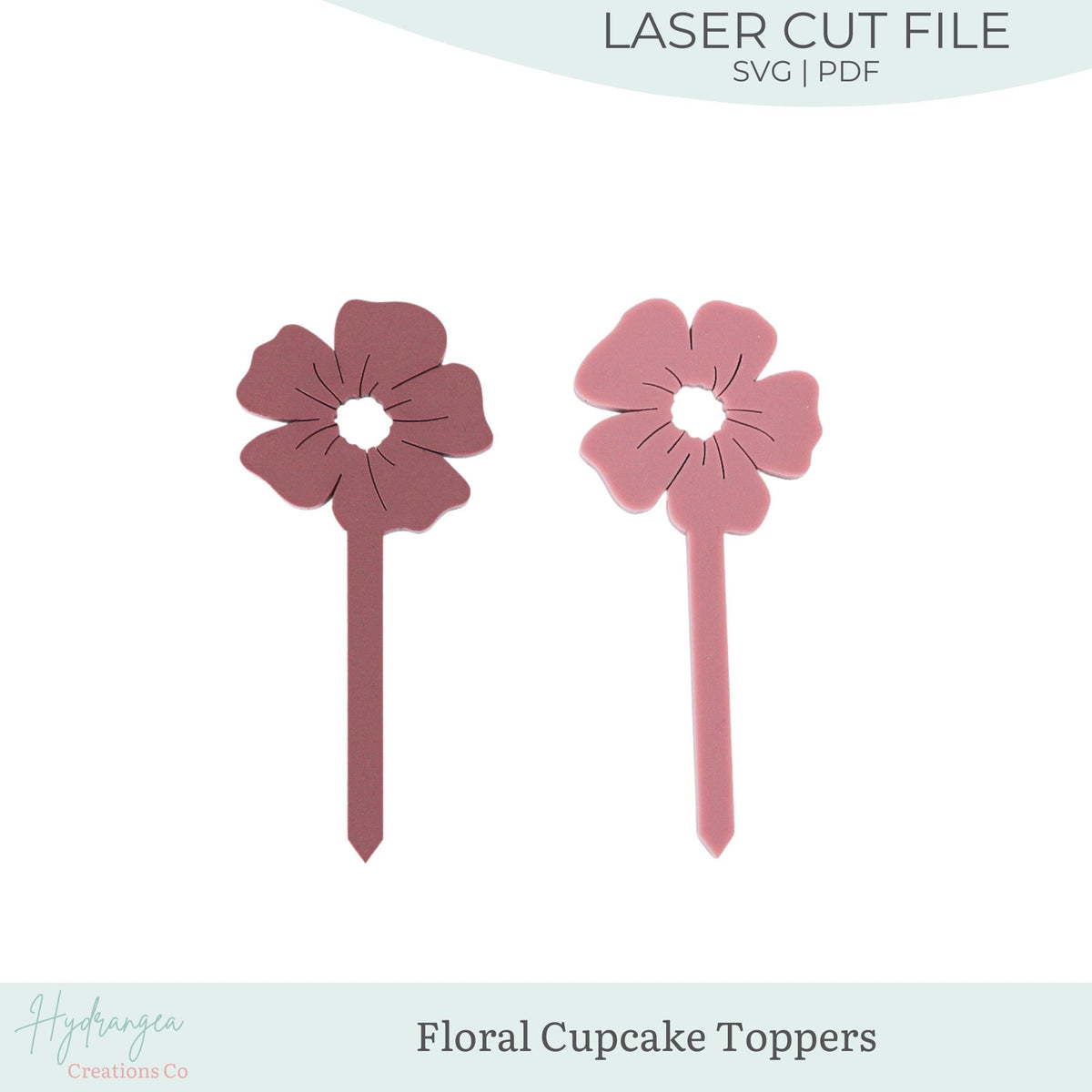 Flower Cupcake Topper SVG | Floral Stick Laser Cut File Template | Bridal Shower Wedding Birthday Decor | Cupcake Decoration