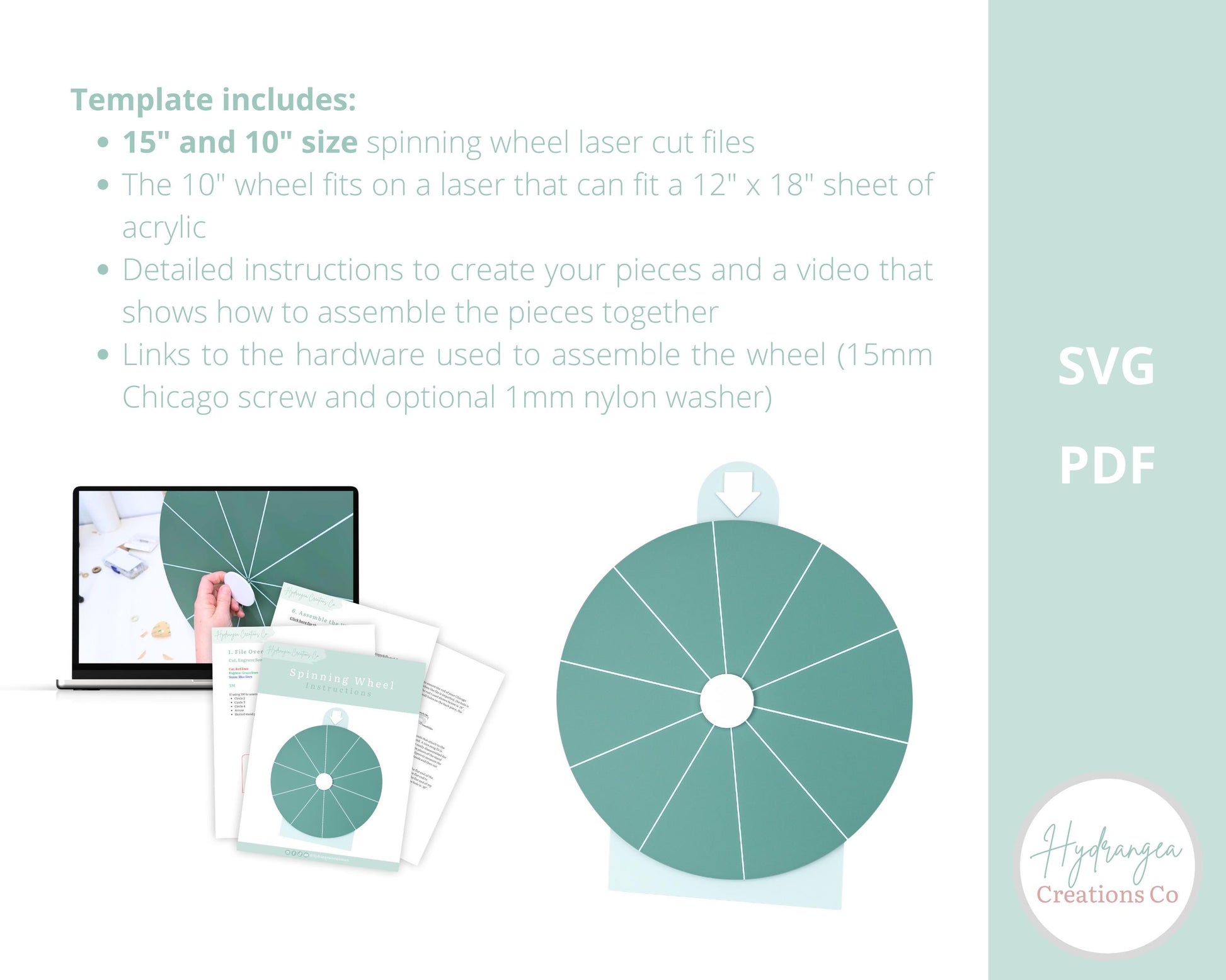 Spinning Wheel Laser Cut File SVG | Acrylic Prize Wheel | Spin the Wheel | Market Booth Display Craft Show | Event Game Digital Download