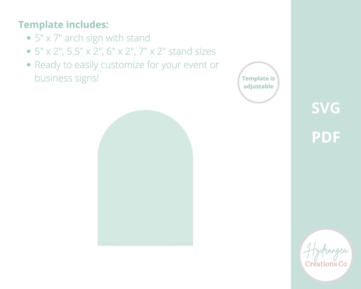 5x7 Arch Sign with Stand Laser Cut SVG File Template | Bar Menu Signature Drink Tabletop Sign | QR Code Payment Social Media Signage