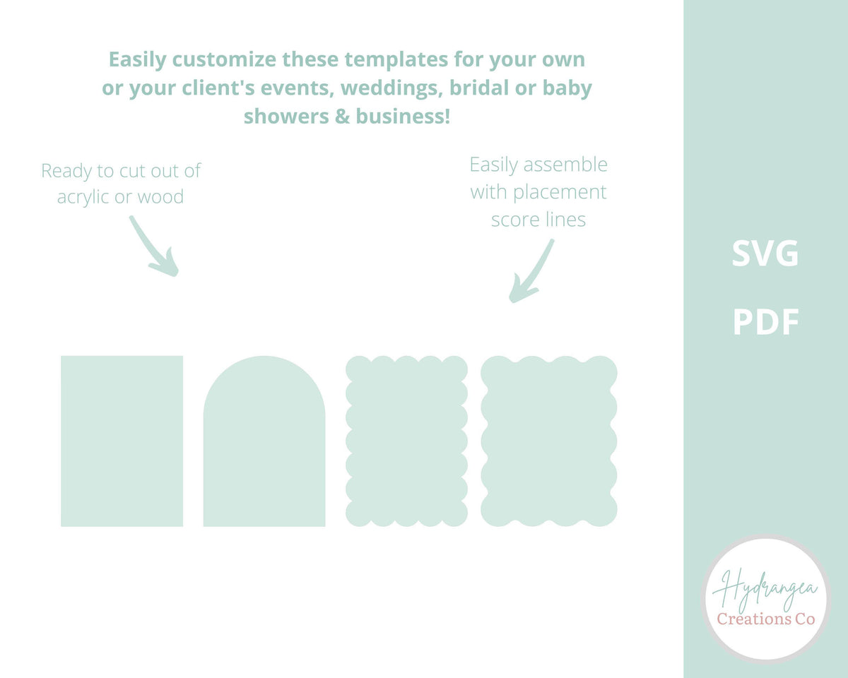 8x10 Free Standing Sign Bundle Laser Cut SVG File Template | Bar Menu Signature Drink Tabletop Sign | QR Code Payment Social Media Signage