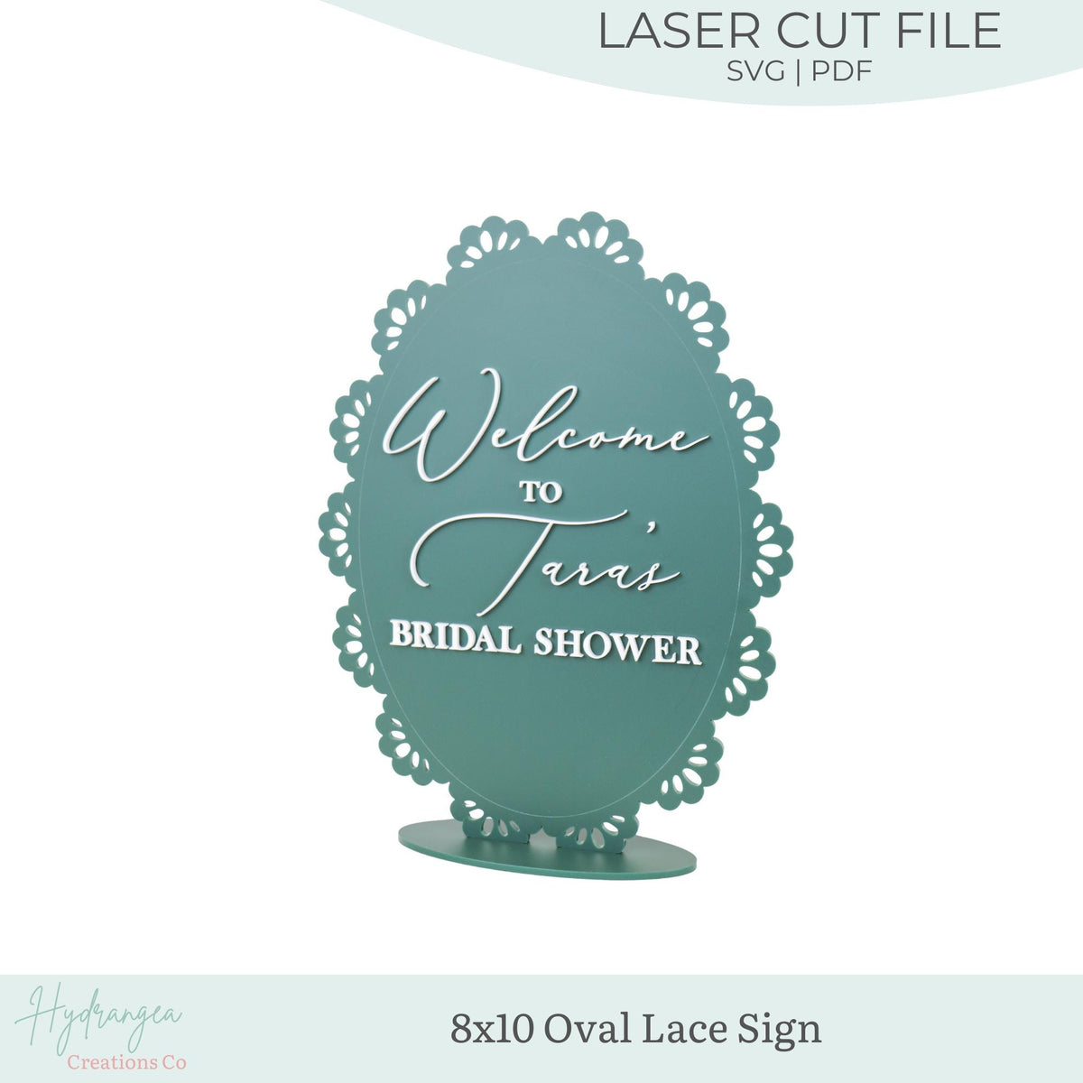 8x10 Lace Oval Sign Template SVG Signage | Signature Drink Sign | Social Media Sign | Bridal Wedding Shower Game QR Code | Laser Cut File