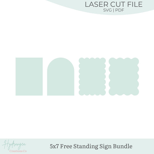 5x7 Free Standing Sign Bundle Laser Cut SVG File Template | Bar Menu Signature Drink Tabletop Sign | QR Code Payment Social Media Signage