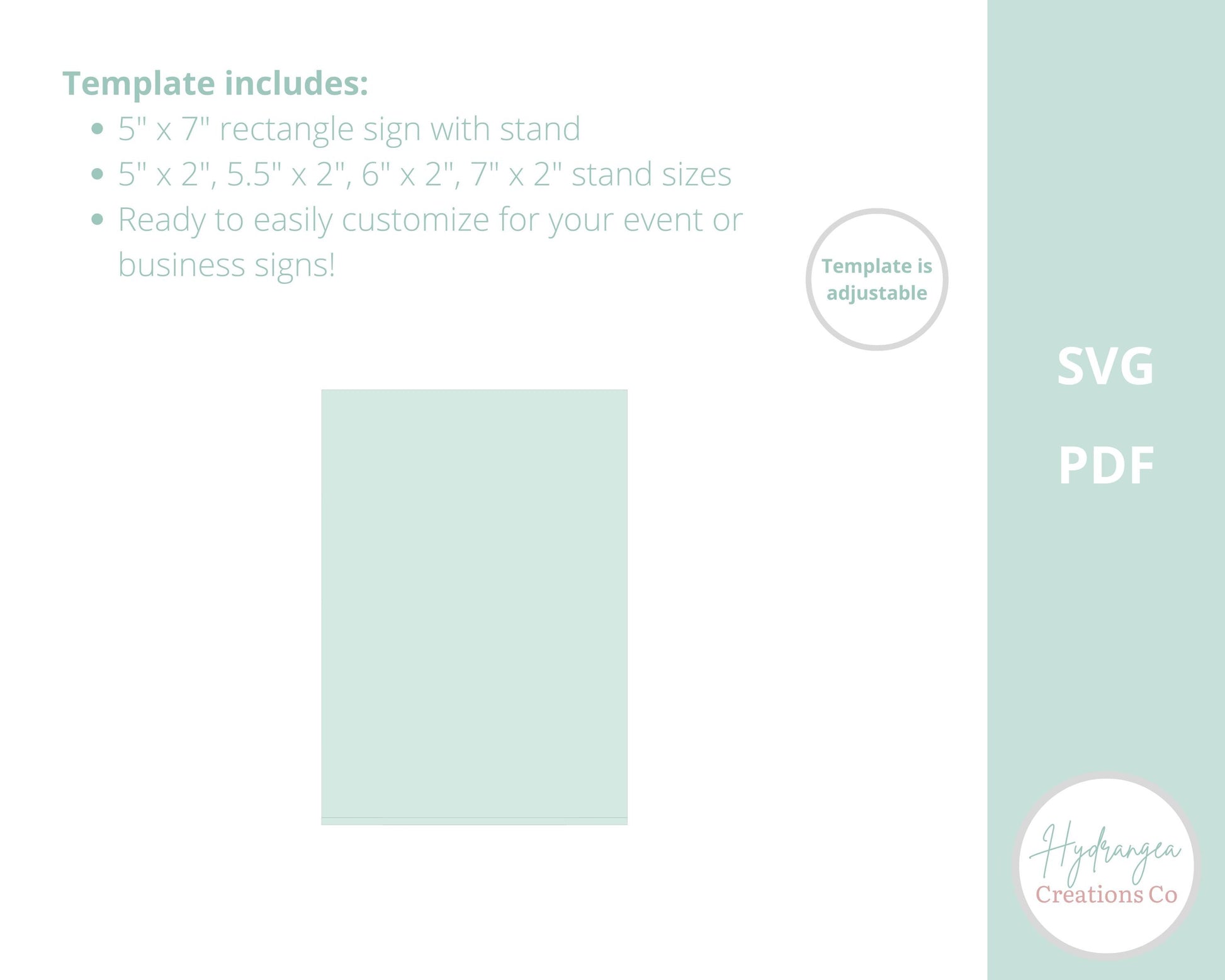 5x7 Rectangle Sign with Stand Laser Cut SVG File Template | Bar Menu Signature Drink Tabletop Sign | QR Code Payment Social Media Signage