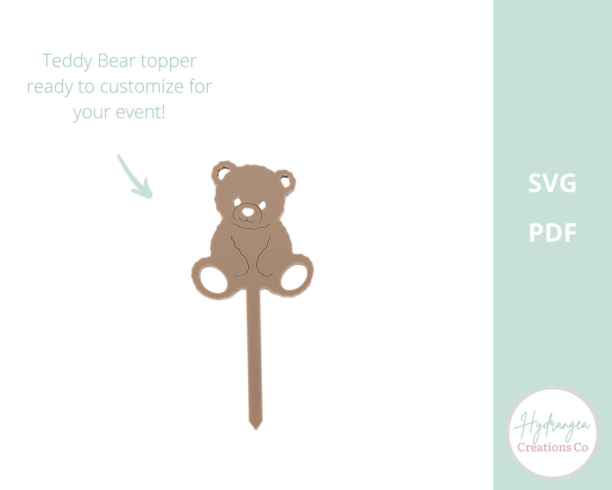 Bear Cupcake Topper SVG | Teddy Bear Stick Laser Cut File Template | Baby Shower Birthday Decor | Cupcake Decoration