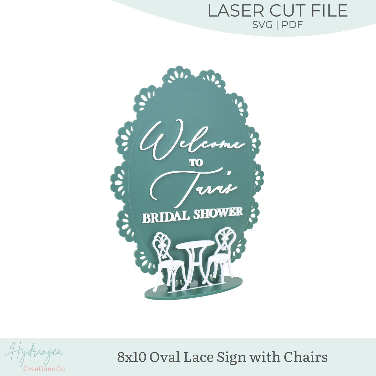 Lace Oval Sign Template SVG Signage | Tea Party Bridal Wedding Shower Sign | 8x10 Event Sign | Laser Cut File