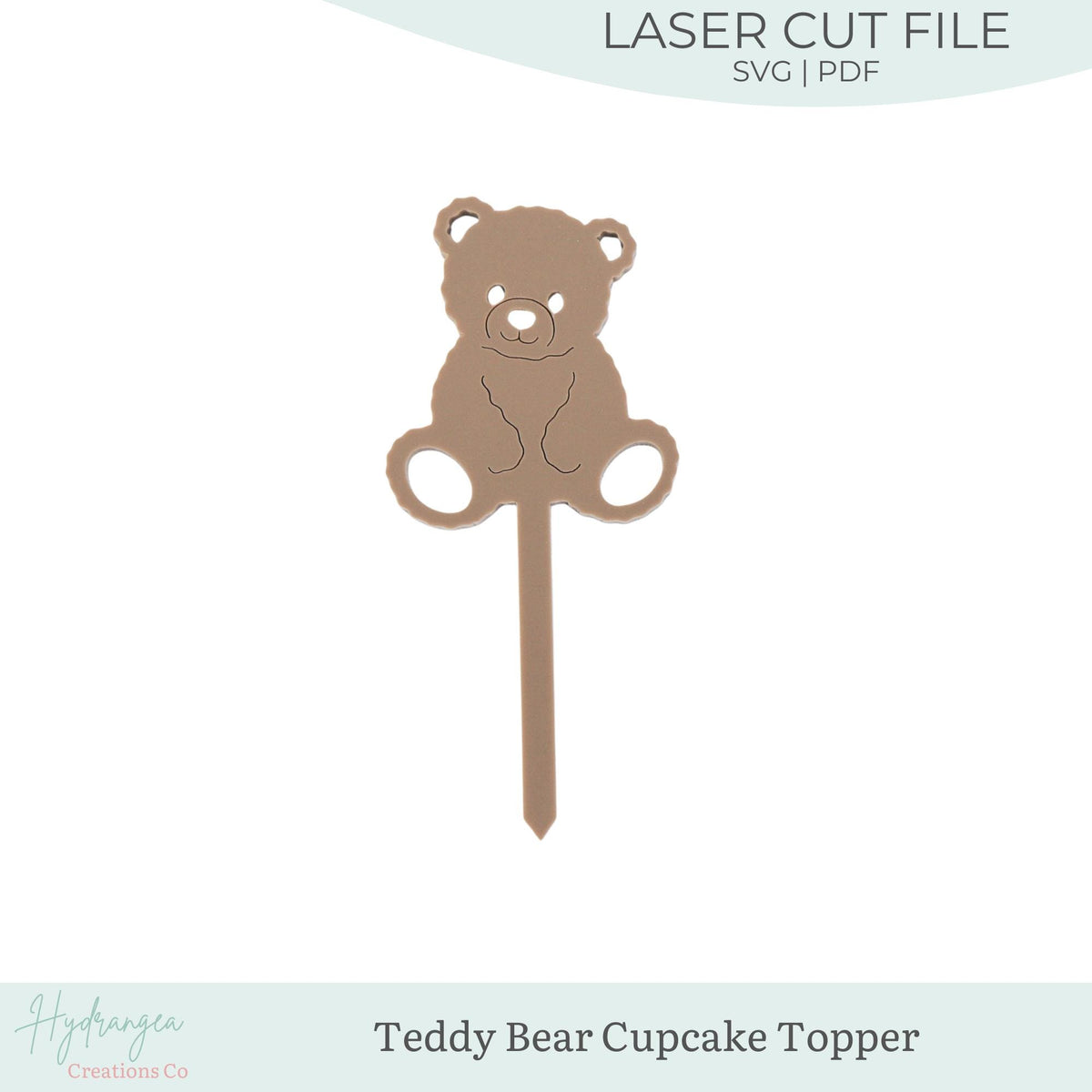Bear Cupcake Topper SVG | Teddy Bear Stick Laser Cut File Template | Baby Shower Birthday Decor | Cupcake Decoration