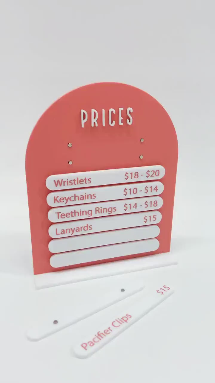 Magnetic Interchangeable Price Flavor Product Sign Laser File | Market Craft Show Retail Display | Acrylic Pricing List Sign | Bar Menu