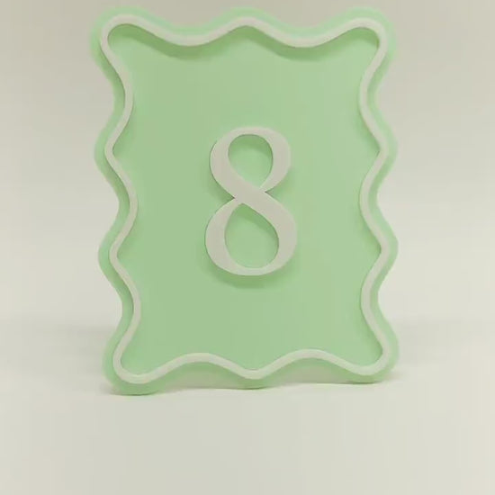 Wavy Retro Table Number Template SVG Laser Cut File Modern Wedding Acrylic Wood Signage | Bridal Baby Shower Baptism Graduation Birthday