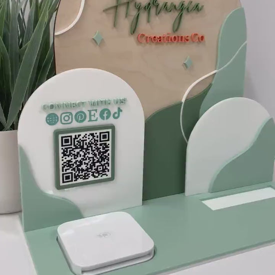 Square Reader Dock Laser File | Market Craft Show Display | Scan to Pay QR Code Social Media Payment Sign | Business Card Holder Station