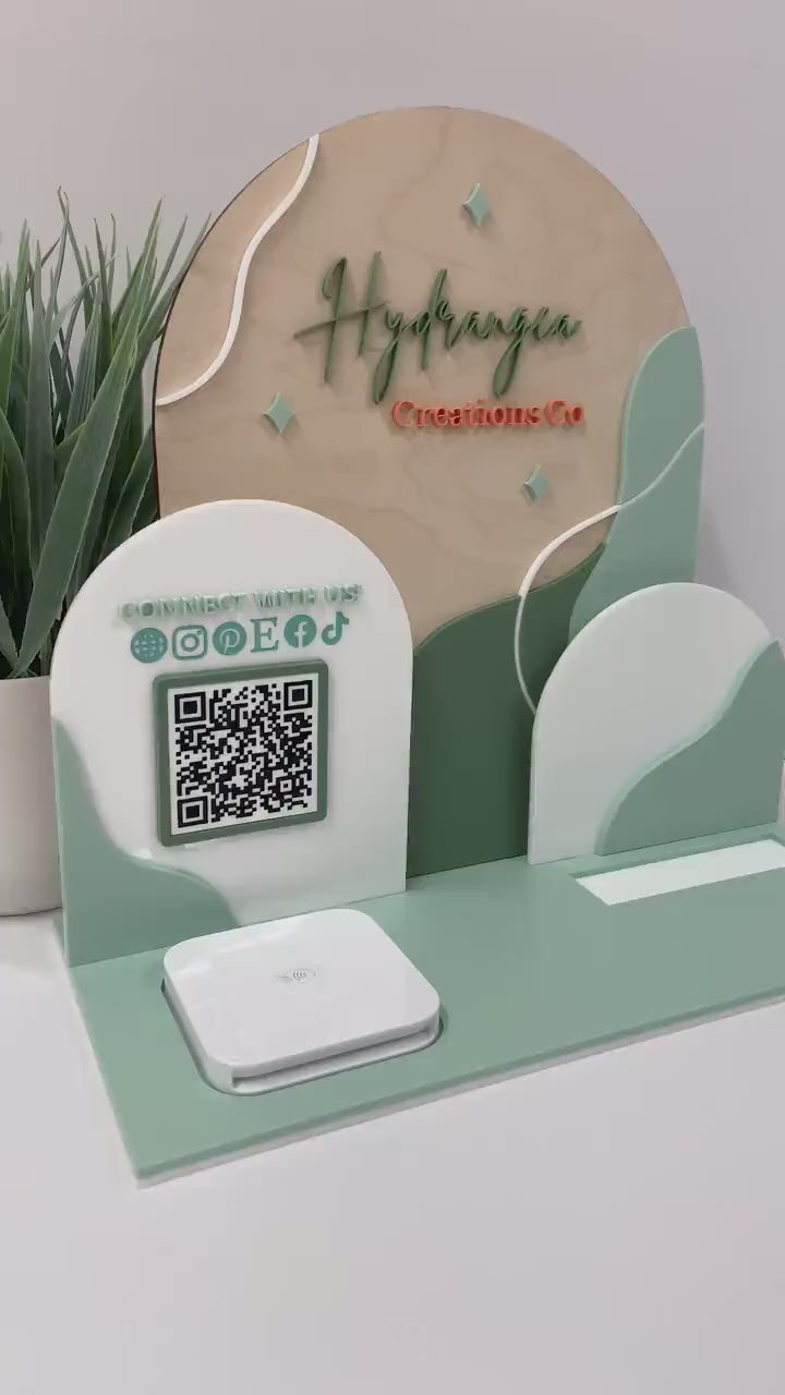 Square Reader Dock Laser File | Market Craft Show Display | Scan to Pay QR Code Social Media Payment Sign | Business Card Holder Station