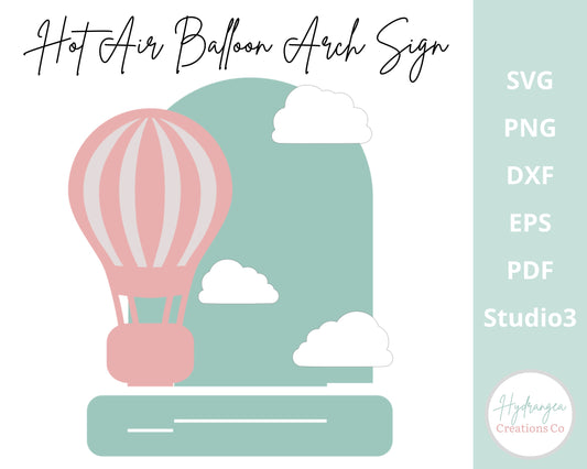 Hot Air Balloon Sign SVG Sign with Stand Template | Birthday, Baby Shower, Welcome Sign | Teddy Bear, Bearly Wait | Glowforge Laser Cut File