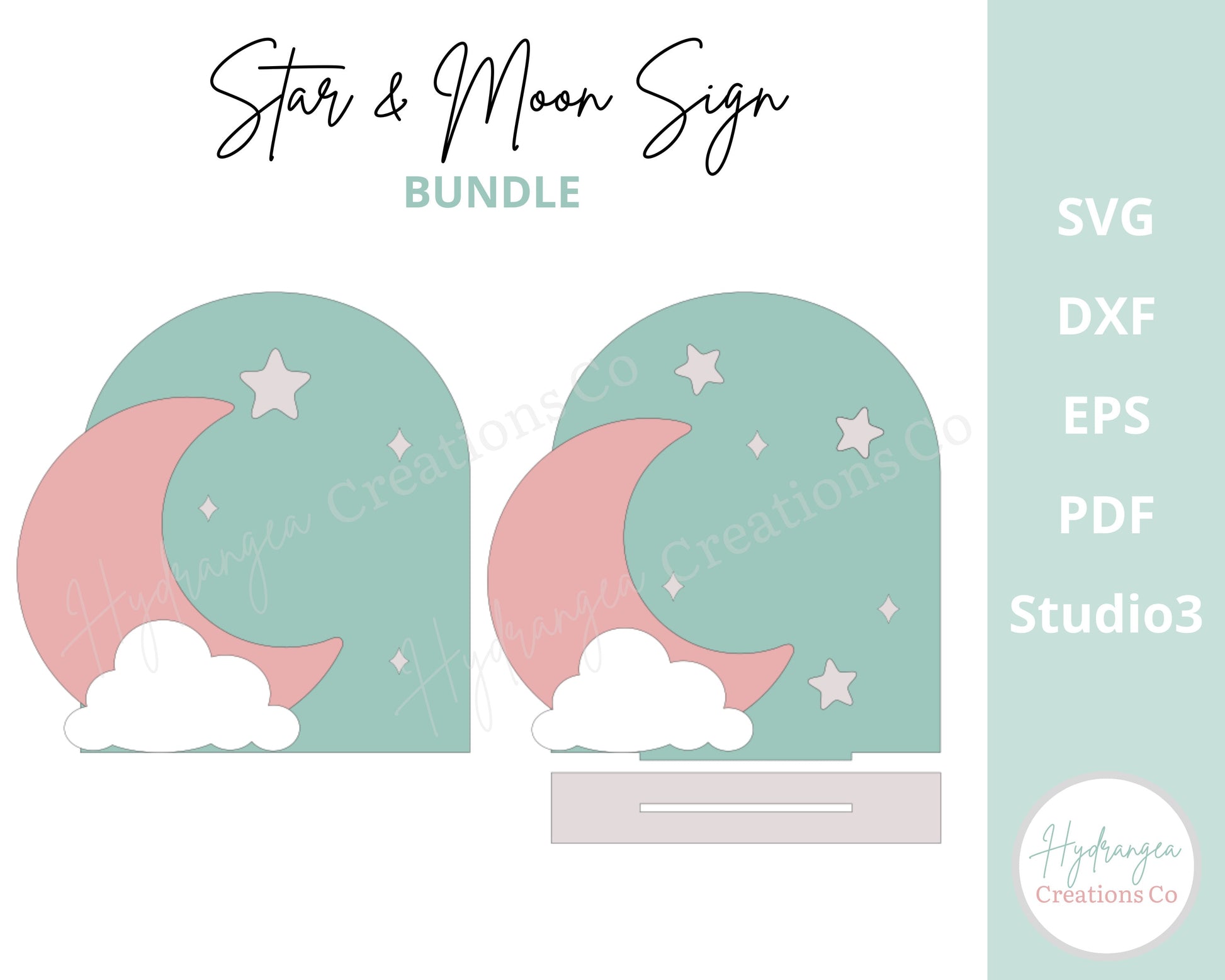 Moon Cloud Star Sign Laser File SVG Birth Date Announcement, Boho Nursery Sign Plaque, Birthday, Baby Shower, Celestial Wedding | Glowforge