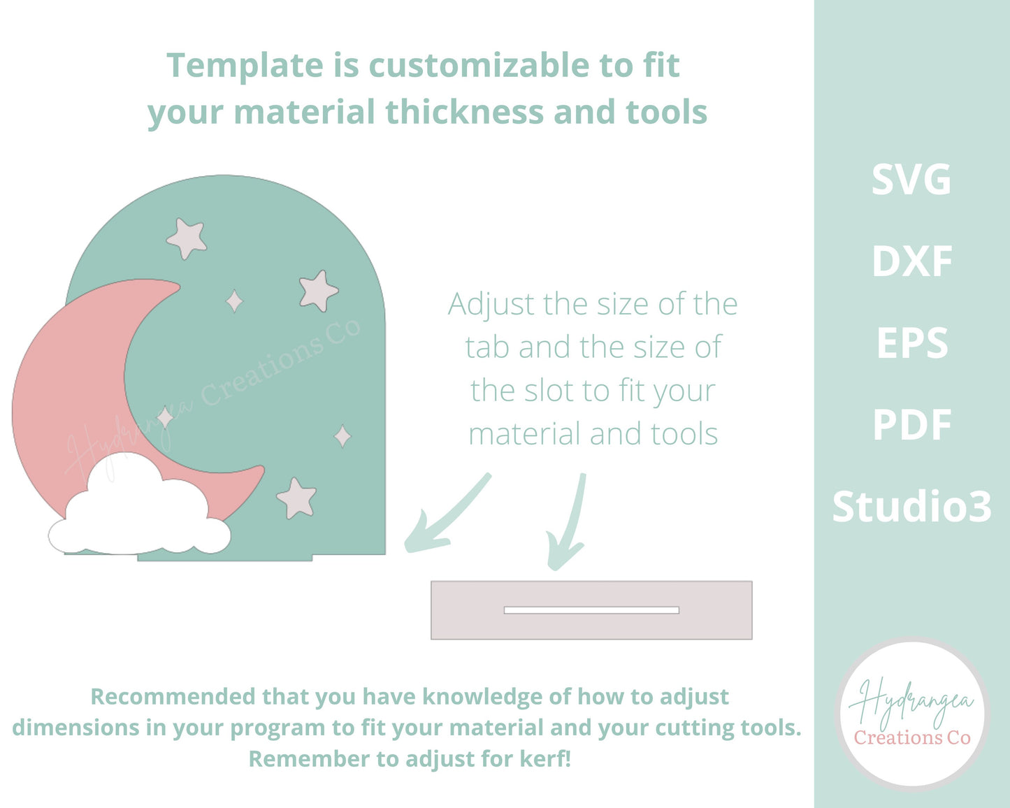 Moon Cloud Star Sign Laser File SVG Birth Date Announcement, Boho Nursery Sign Plaque, Birthday, Baby Shower, Celestial Wedding | Glowforge